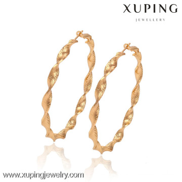 90436-Xuping Hot Sales 18 K Brincos de Argola De Ouro de Jóias de Bronze Com Alta Qualidade